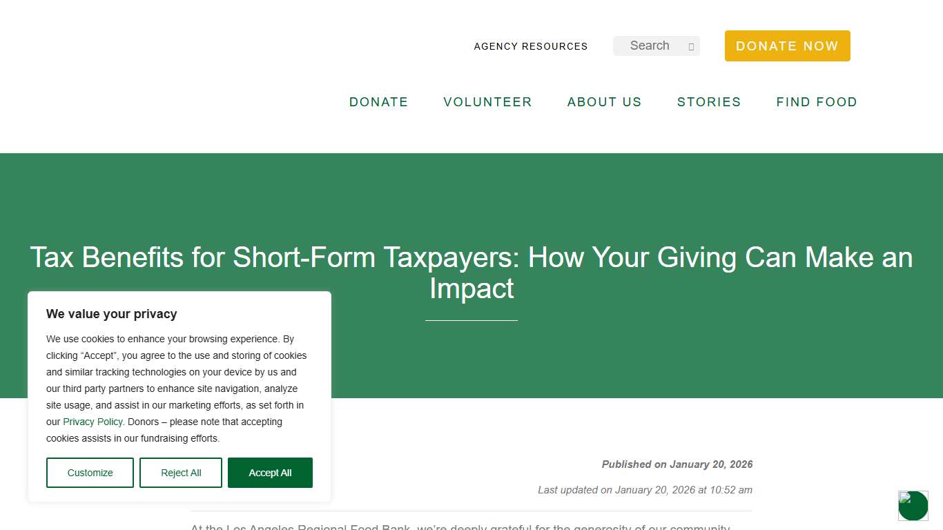 Tax Benefits for Short-Form Taxpayers: How Your Giving Can Make an Impact